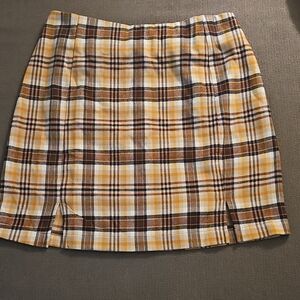 Love on a Hanger Plaid Mini Skirt in Yellow and Brown